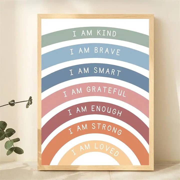 Mansa Bois - Wholesale Art Print - Kids & Baby - Rainbow Poster Printed Painting Affirmations For Kids, Pl1