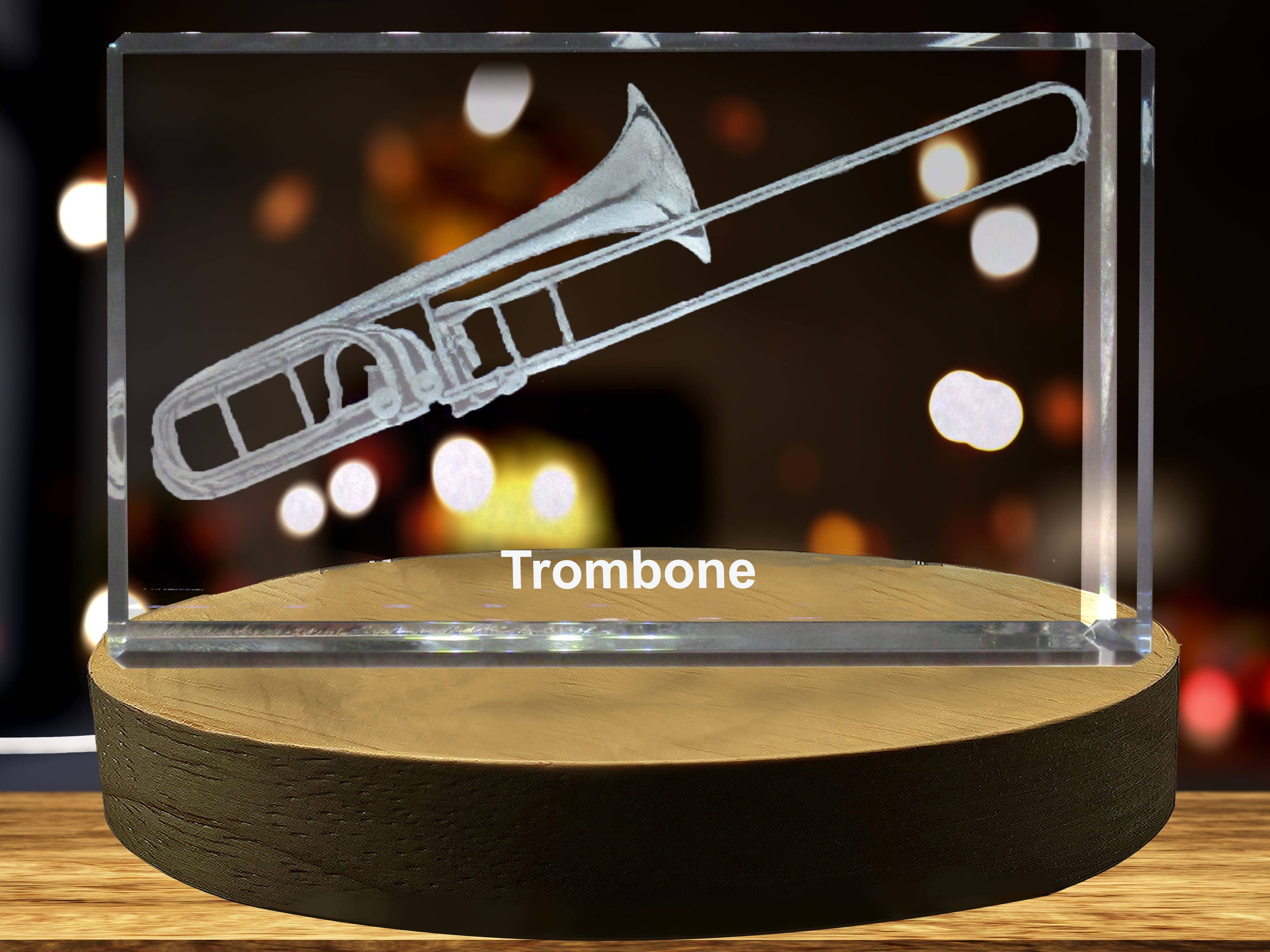 AB Crystal Collection – wholesale Decorative tabletop object – Trombone Recognition 3D Engraved Crystal 3D Engraved Crystal2