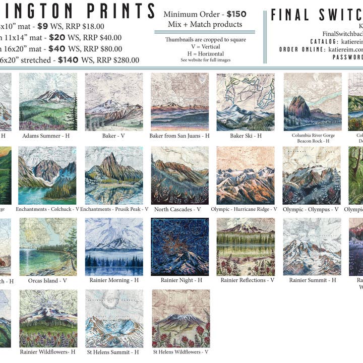 Final Switchback by Katie Jeanne Reim - Wholesale Art Print - Mt Baker Washington Fine Art Matted Print