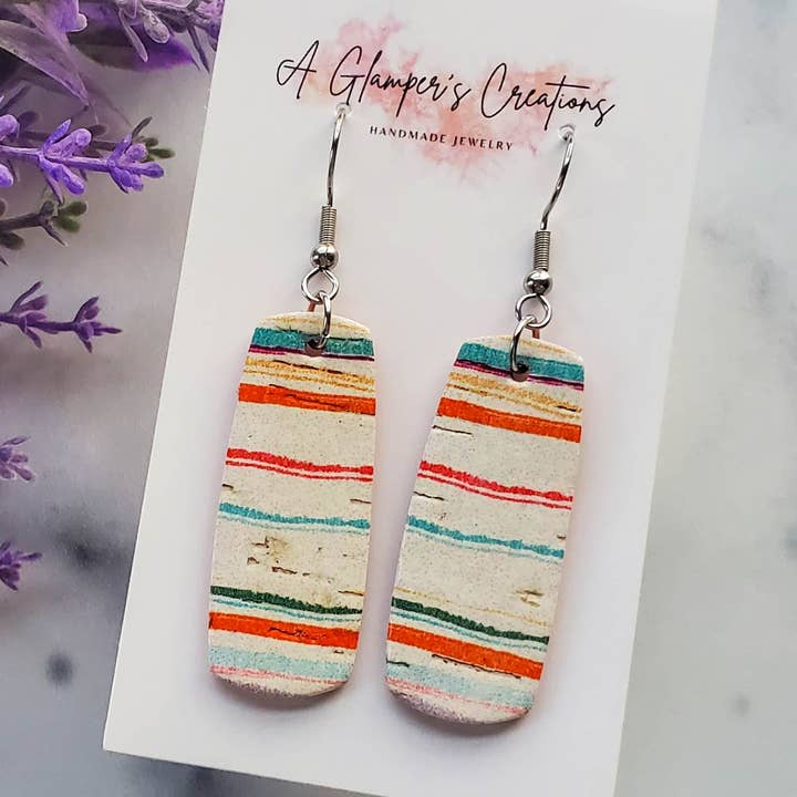 Brincos em Pele Boho Summer Stripes Mini Bar por atacado de A Glamper's Creations LLC