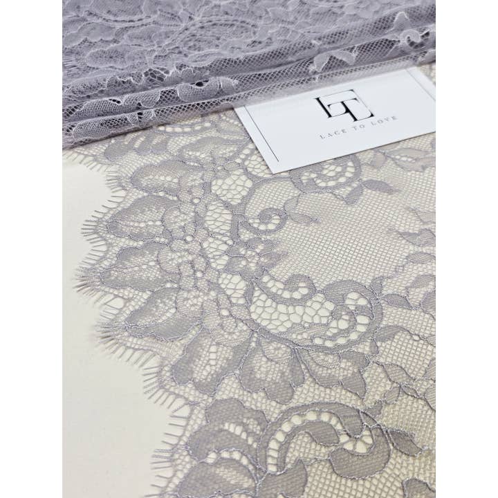 Lace To Love - Wholesale Craft supplies - Gray French Chantilly Lace Trimming for Bridal Use2