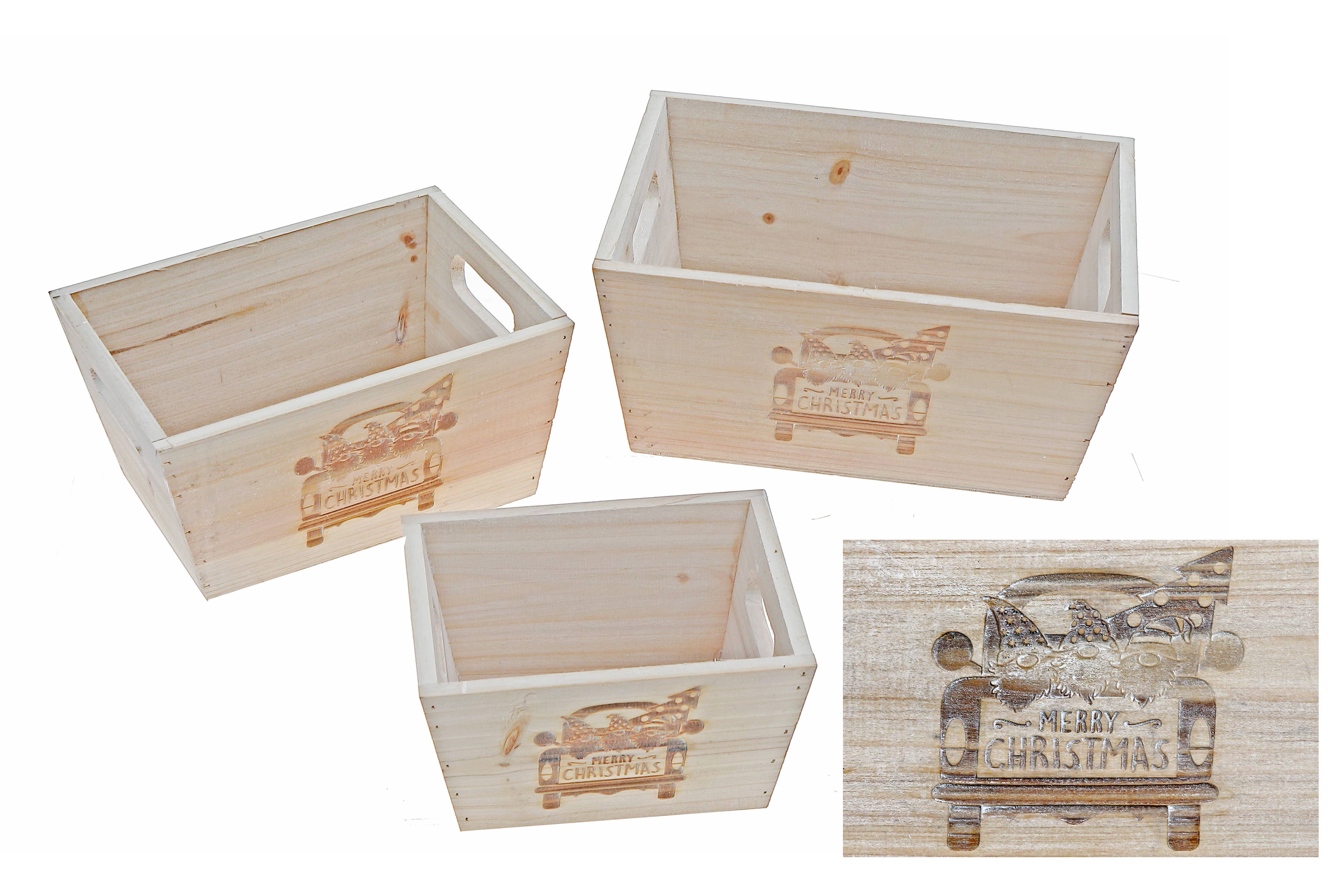 IH Casa Decor – suporte para vasos de plantas por atacado – CONJUNTO DE 3 PLANTADORES QUADRADOS DE MADEIRA NATURAL ENCAIXÁVEIS (CAMIÃO)0