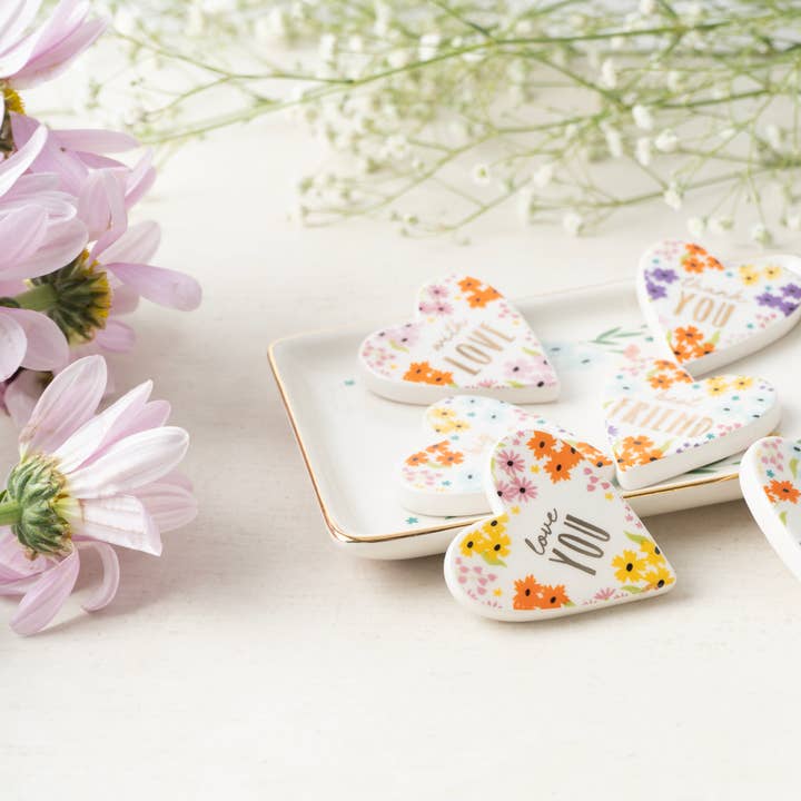 The Flower Market Mini Ceramic Tokens In Dish for wholesale by CGB Giftware