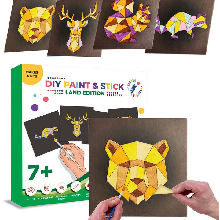AYK Brand - Wholesale DIY craft kit – Child - Paint & Stick (Land) - Makes 4pcs