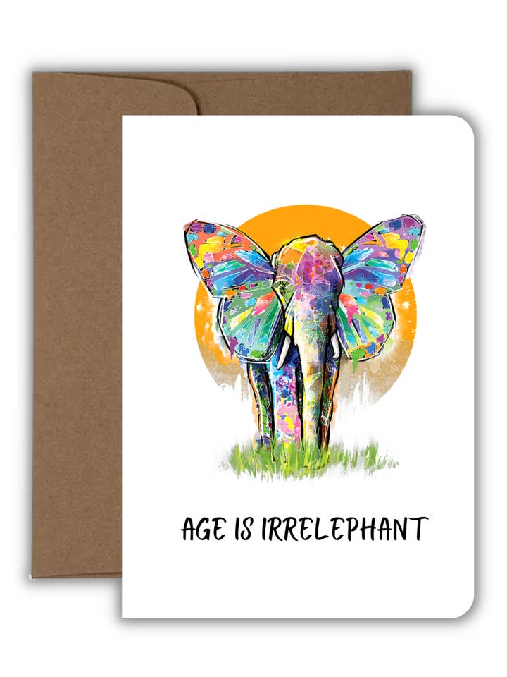 Carte de vœux - Anniversaire - Age Is Irrelephant pour la vente par Fyg & Company, LLC