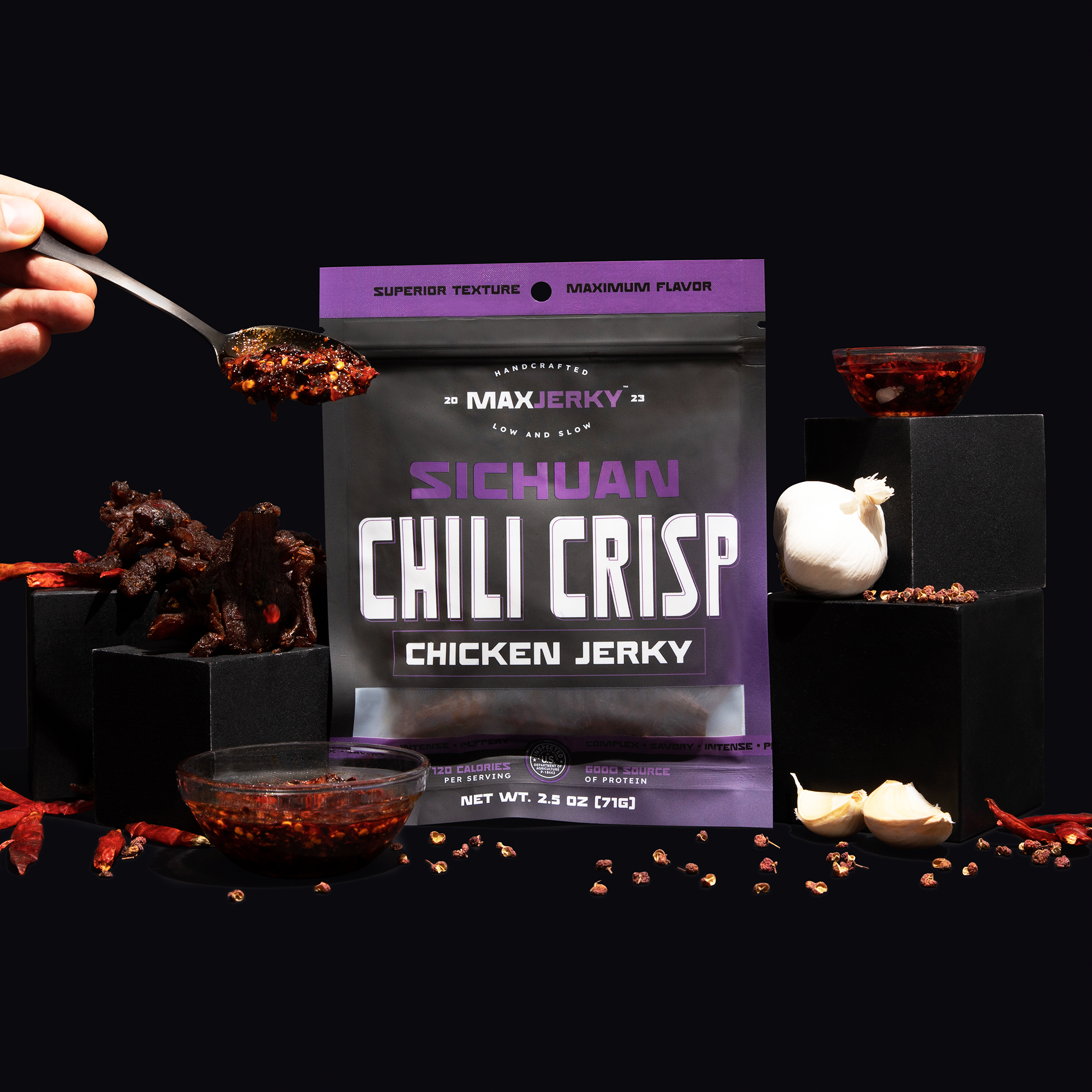 MaxJerky - Wholesale Jerky - Sichuan Chili Crisp Chicken Jerky1