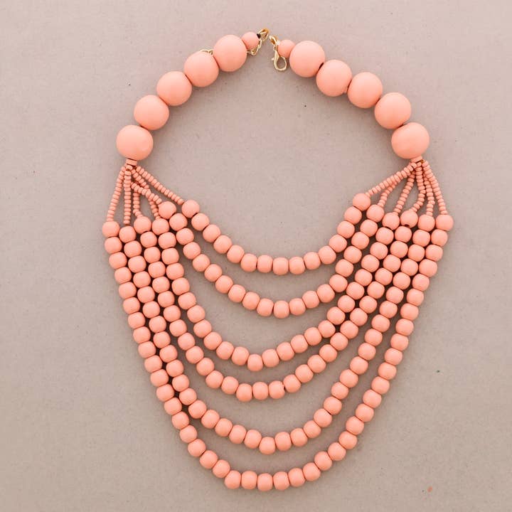 Sonata – wholesale Snap jewellery – Choker 6 Strands Wooden Beads