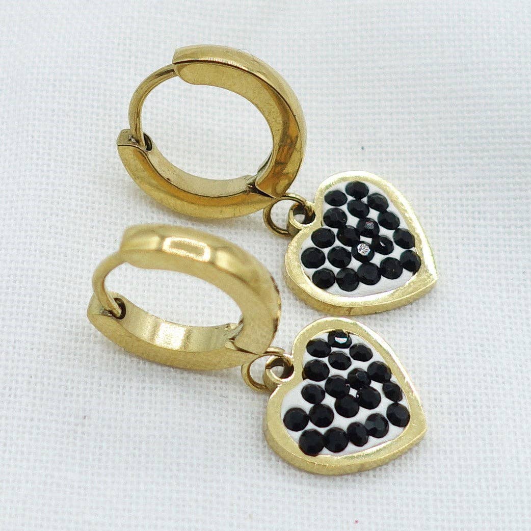 Daemon srls – wholesale Huggie earrings – LUCY ~ Zircons heart Stainless Steel Earrings21