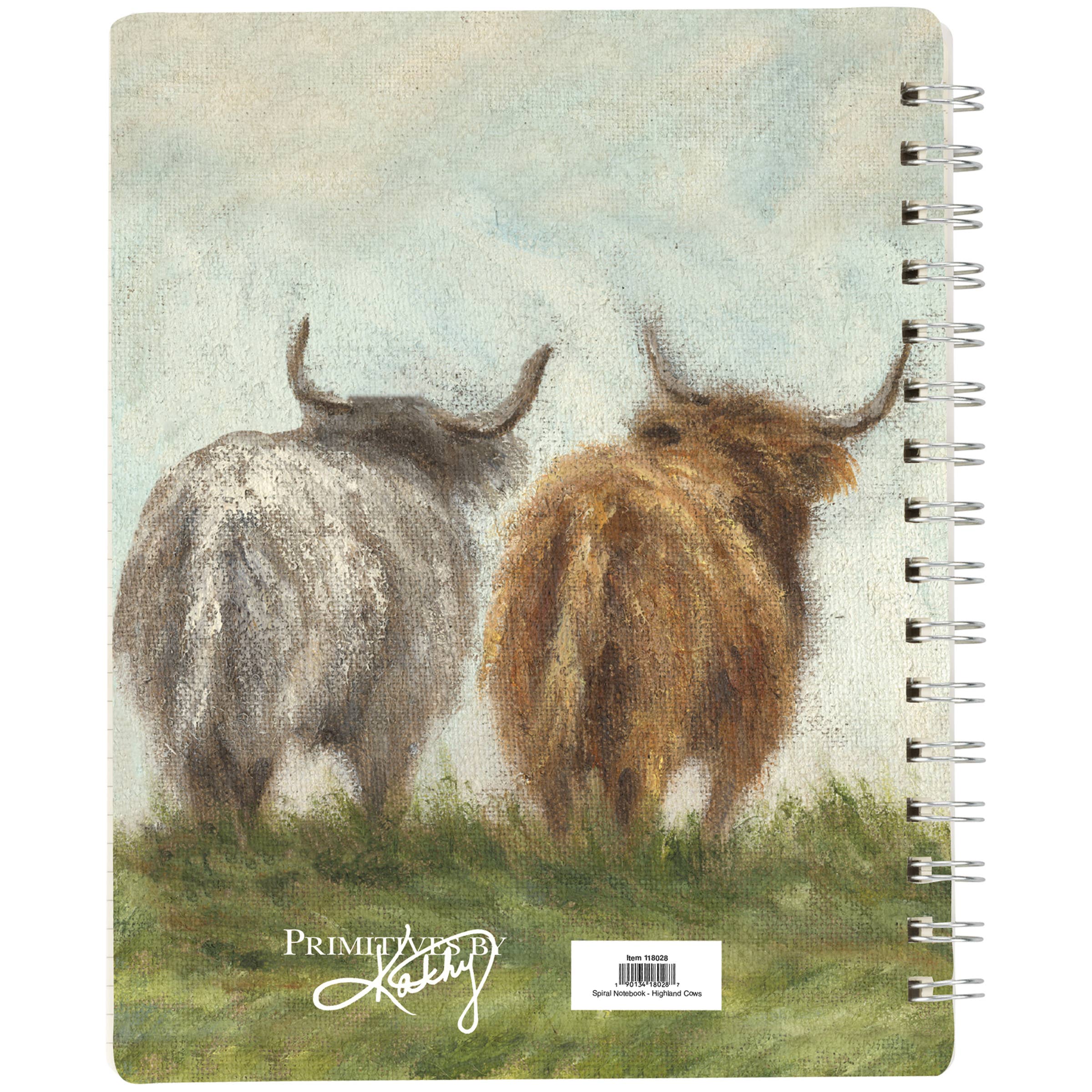 Primitives by Kathy - Wholesale Stationery/Notecard Set - Highland Cows Spiral Notebook1