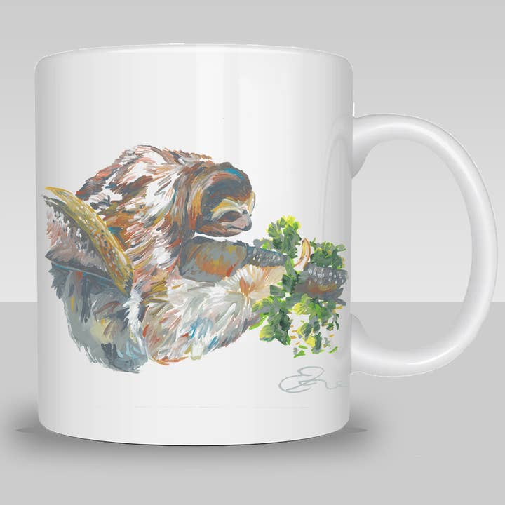 Animaux – Tasse à café Paresseux à trois doigts à gorge brune pour la vente par Eric Hanson Artwork