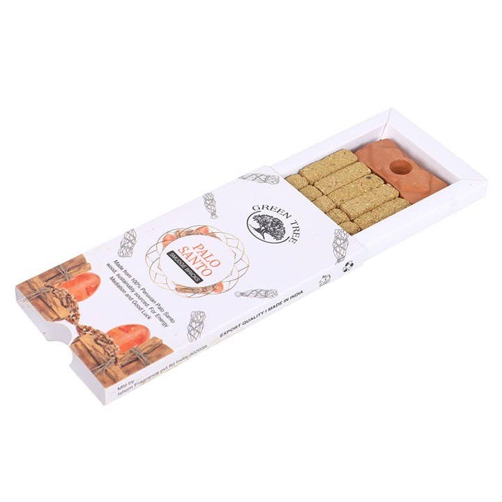Something Different Wholesale – pauzinho de incenso e pacotes florais por atacado – Conjunto de Tijolos de Incenso Palo Santo Green Tree com Suporte2