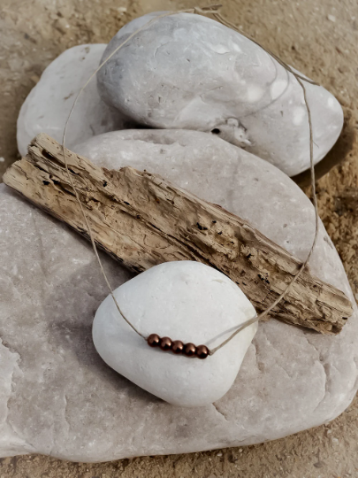 NATURE ET LIN – Colar com missangas/pérolas por atacado – LINEA - Colar de linho e pérolas fabricado na França - JÓIAS5