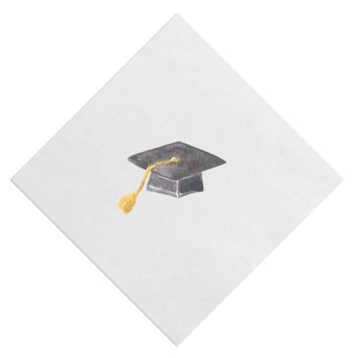M2B Designs - Wholesale Disposable Napkin - Watercolor Graduation Cap Beverage Napkin