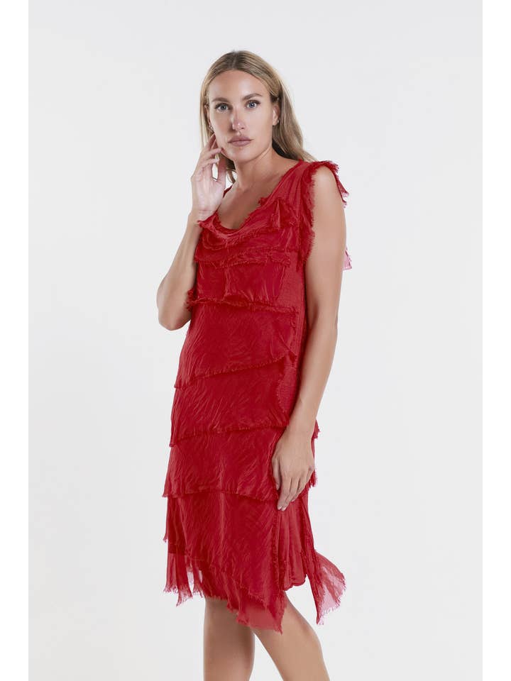 TINA Stephens Italy/Tees By Tina - Wholesale Dress – Women's - Mariana Silk Ruffle Dress (DT202)41