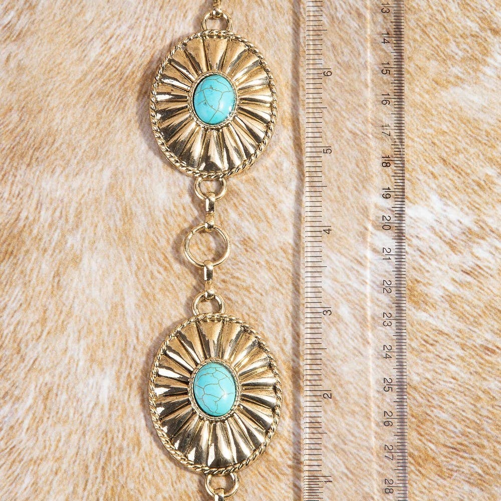 Collections by Fame Accessories - Wholesale Belt - Women's - Metallic Western Concho Disc Hoop Chain Belt3