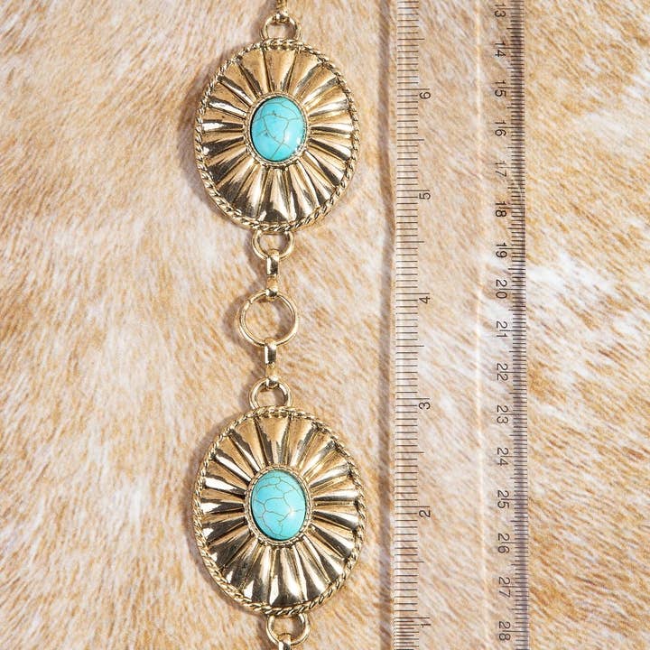 Collections by Fame Accessories - Wholesale Belt - Women's - Metallic Western Concho Disc Hoop Chain Belt3