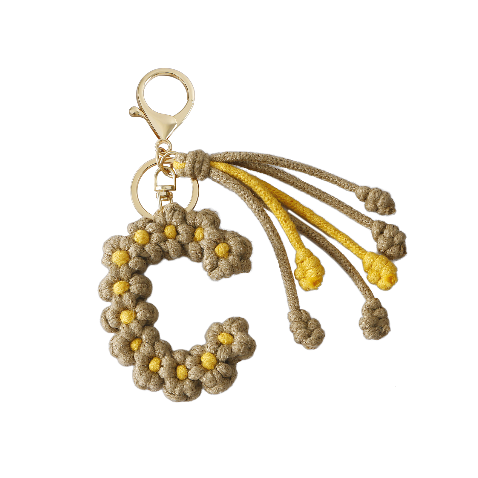 Sparkle Being - Vente Porte-clés – femme - Porte-clés en macramé avec lettre initiale de l'alphabet3