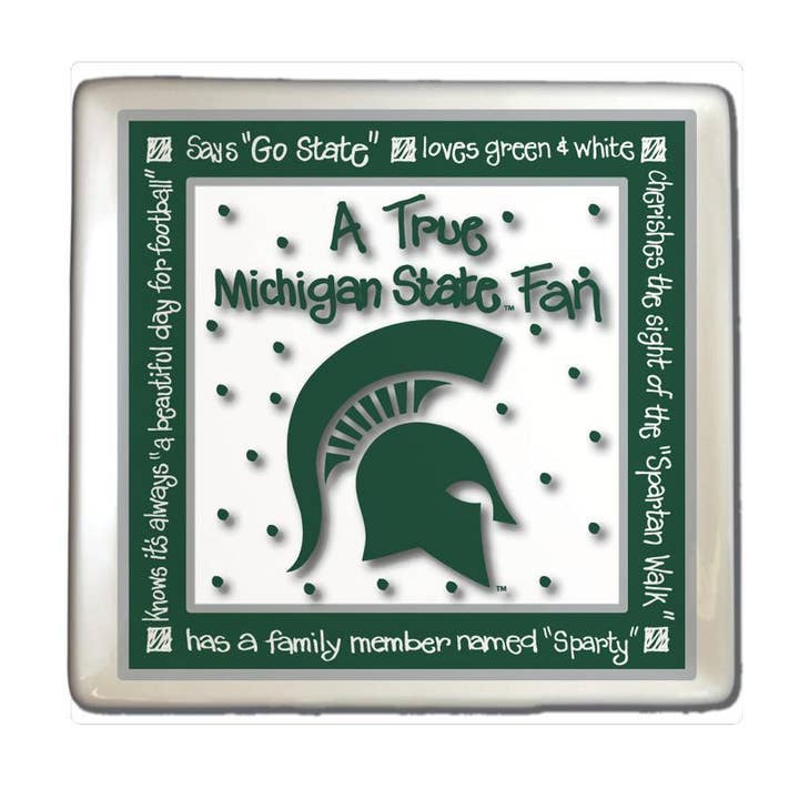 True Fan Square Plate, Michigan State Spartans for wholesale by The Memory Company