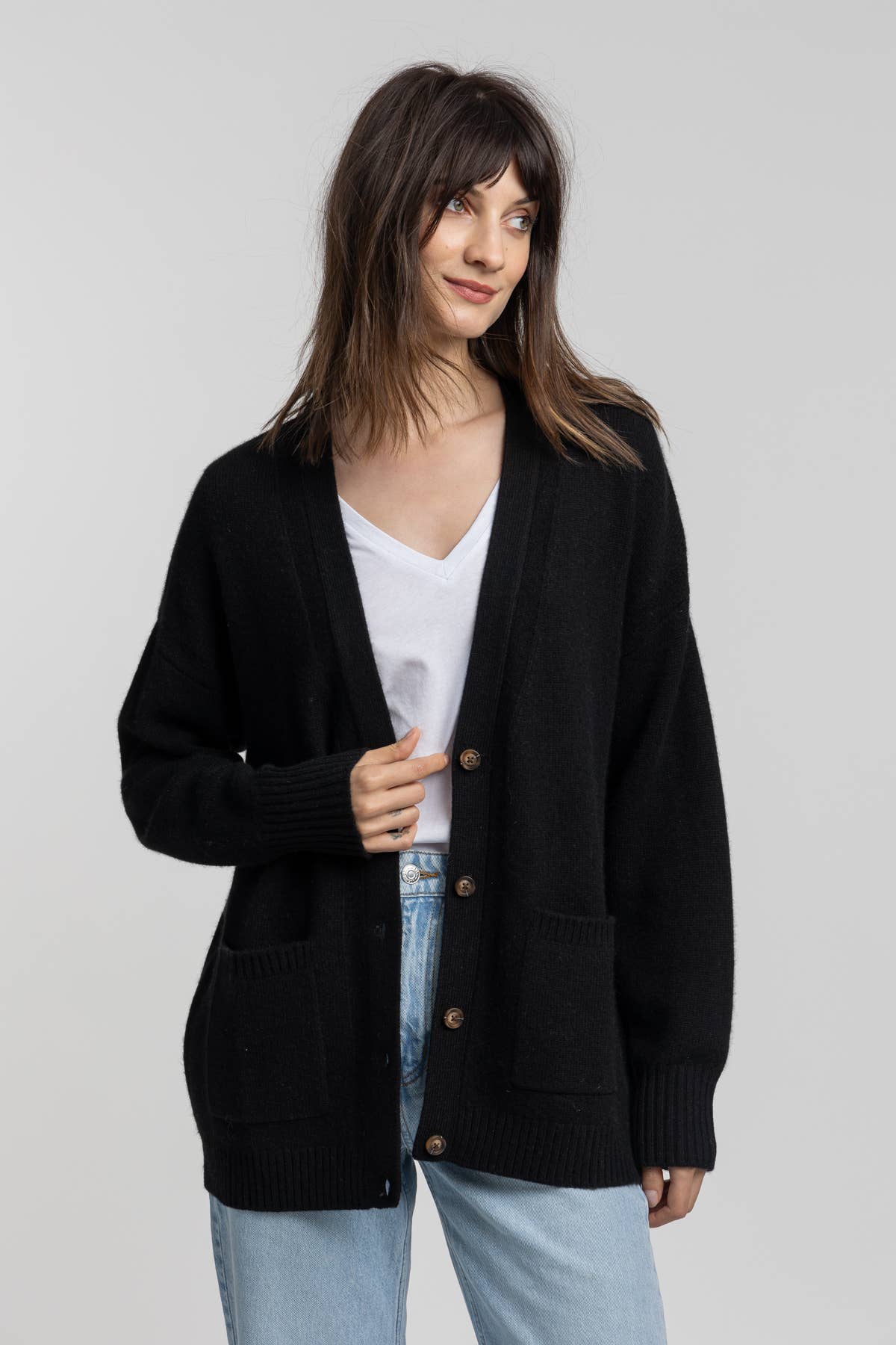 QUINN - Vente Cardigan – femme - Cardigan boyfriend en cachemire Yuna8