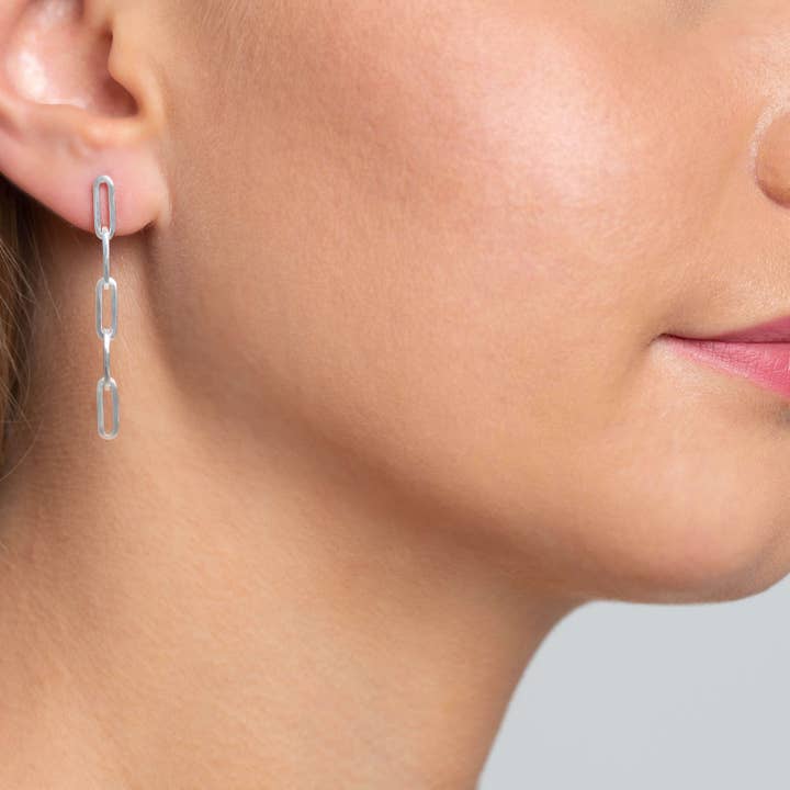 St. Germain Silver 5 Link Stud Earrings for wholesale by Mimi + Marge