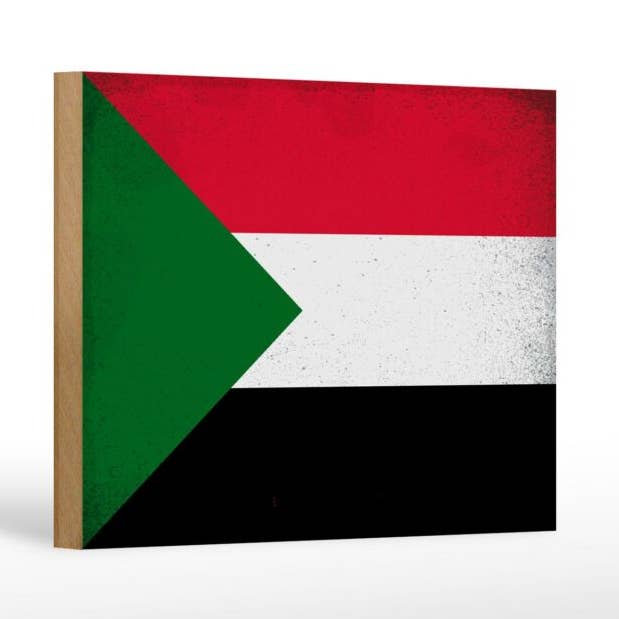 Femer – wholesale Sign – Wooden sign, flag of Sudan, 18 x 12 cm, vintage decorative sign0