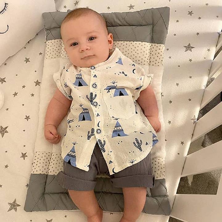 PatPat - Wholesale Top & Short Set - Baby - 95% Cotton Baby Cactus Print Short-sleeve Shirt & Pants Set