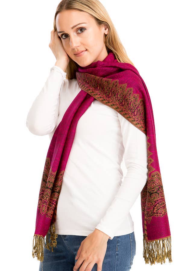 Cap Zone - Wholesale Scarf - Women's - Luxury Delicate Paisley Versatile Wrap Faux Pashmina27