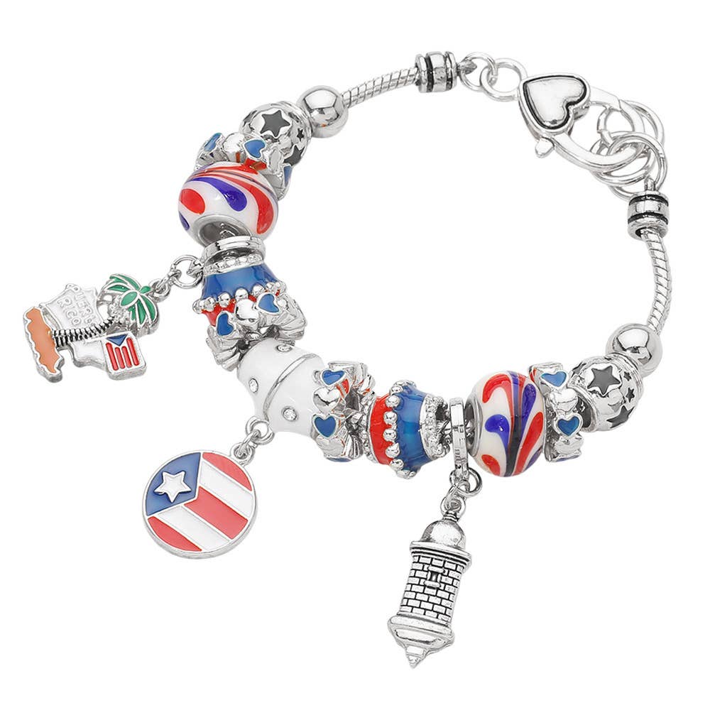 Sensibling Corp. - Wholesale Charm/Dangle Bracelet - Puerto Rico Flag Charm Multi-Bead Bracelet3