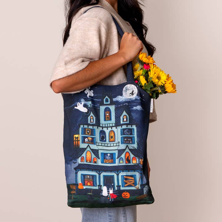 Halloween House Canvas Tote Bag for wholesale by 1canoe2 | One Canoe Two Paper Co.