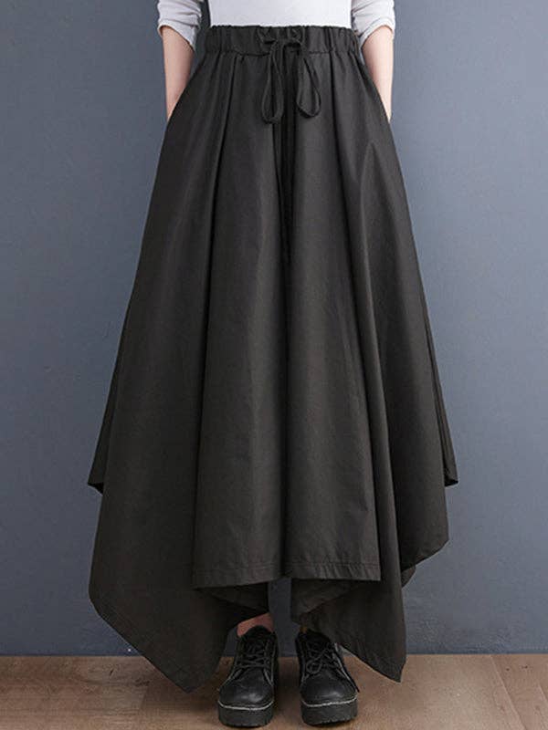 Cropped A-Line Drawstring Solid Color Pants Culotte for wholesale by VividLux