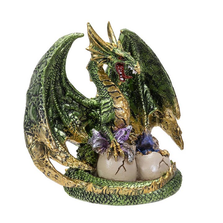 Pacific Trading - Wholesale Decorative Figurine - Green Dragon with Hatchlings1