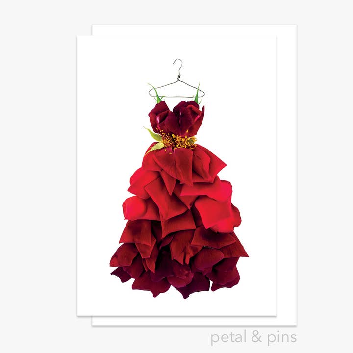 Rouge Rose Dress - Floral Greeting Card for wholesale by petal & pins