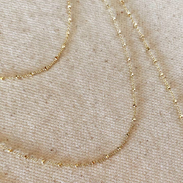 GoldFi – wholesale Link & chain necklace – 18k Gold Filled 1mm Spaced Beaded Chain1