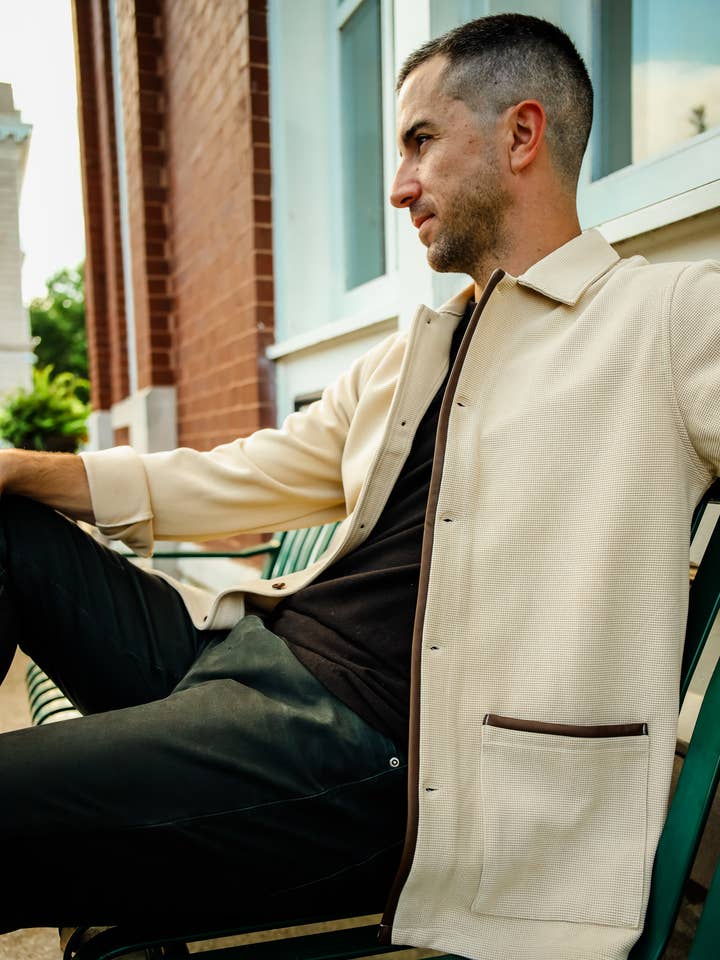 Tan Waffle Smoking Jacket for wholesale by JD Buck