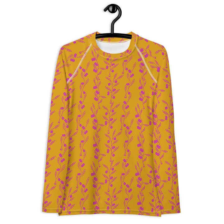 Wattle Tree Flower i gul lang rashguard til kvinder for engroshandel hos Palet Theory