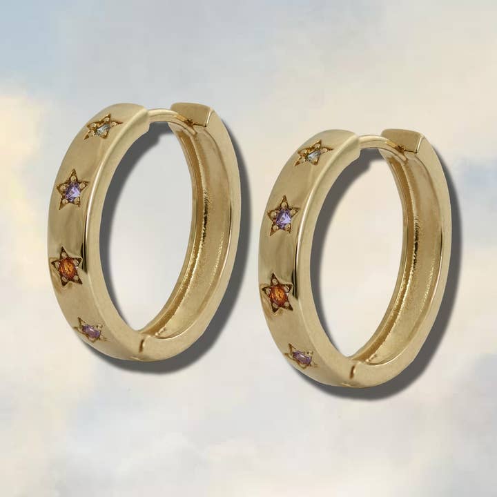 Disco Star Hoop Earrings for wholesale by Junk Jewels Ltd