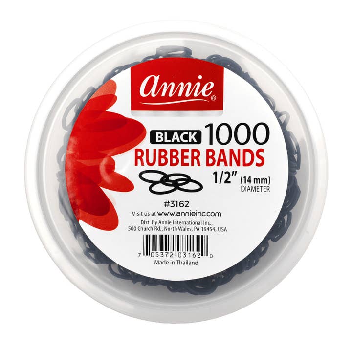 Annie International, Inc. - Wholesale Hair Tie - Annie Rubber Bands 1000Ct Black