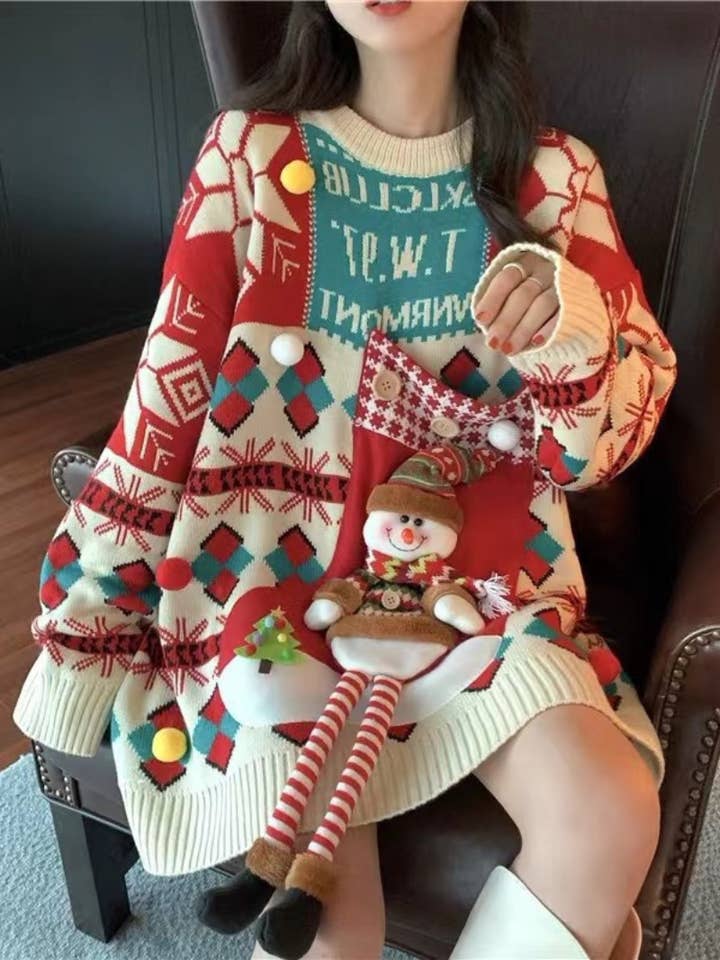Pull d’hiver femme à motif ours en peluche pour Noël pour la vente par StyleGalX