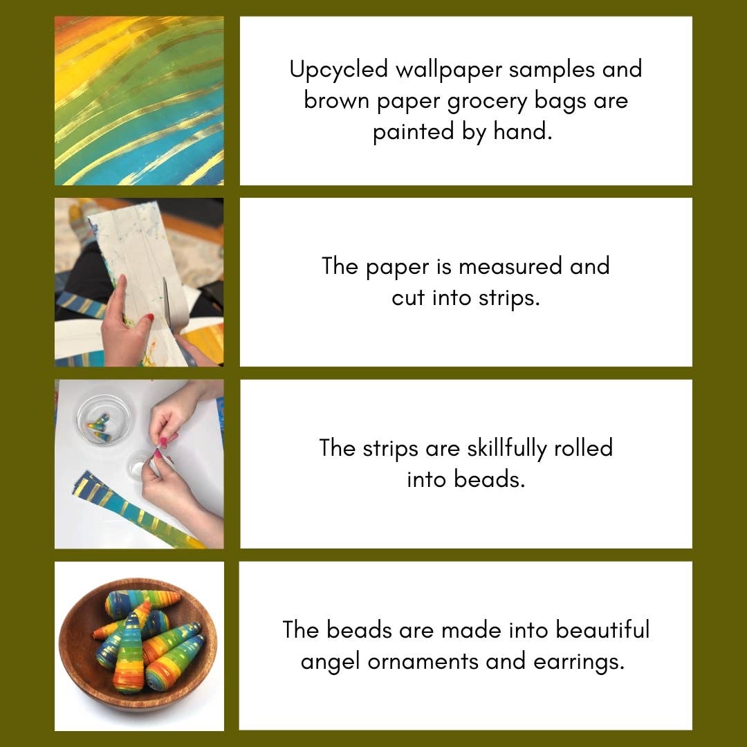 Allison Lake Handmade - Wholesale Dangle Earrings - Abstract Eco-Friendly Painted Paper Bead Earrings | Bundle6