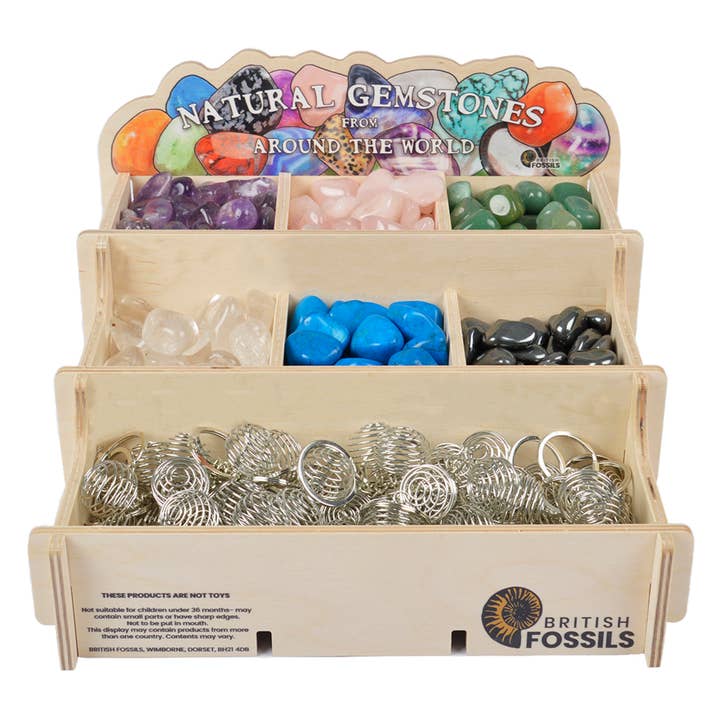 Gemstone Spiral Keyring Pack for wholesale by British Fossils