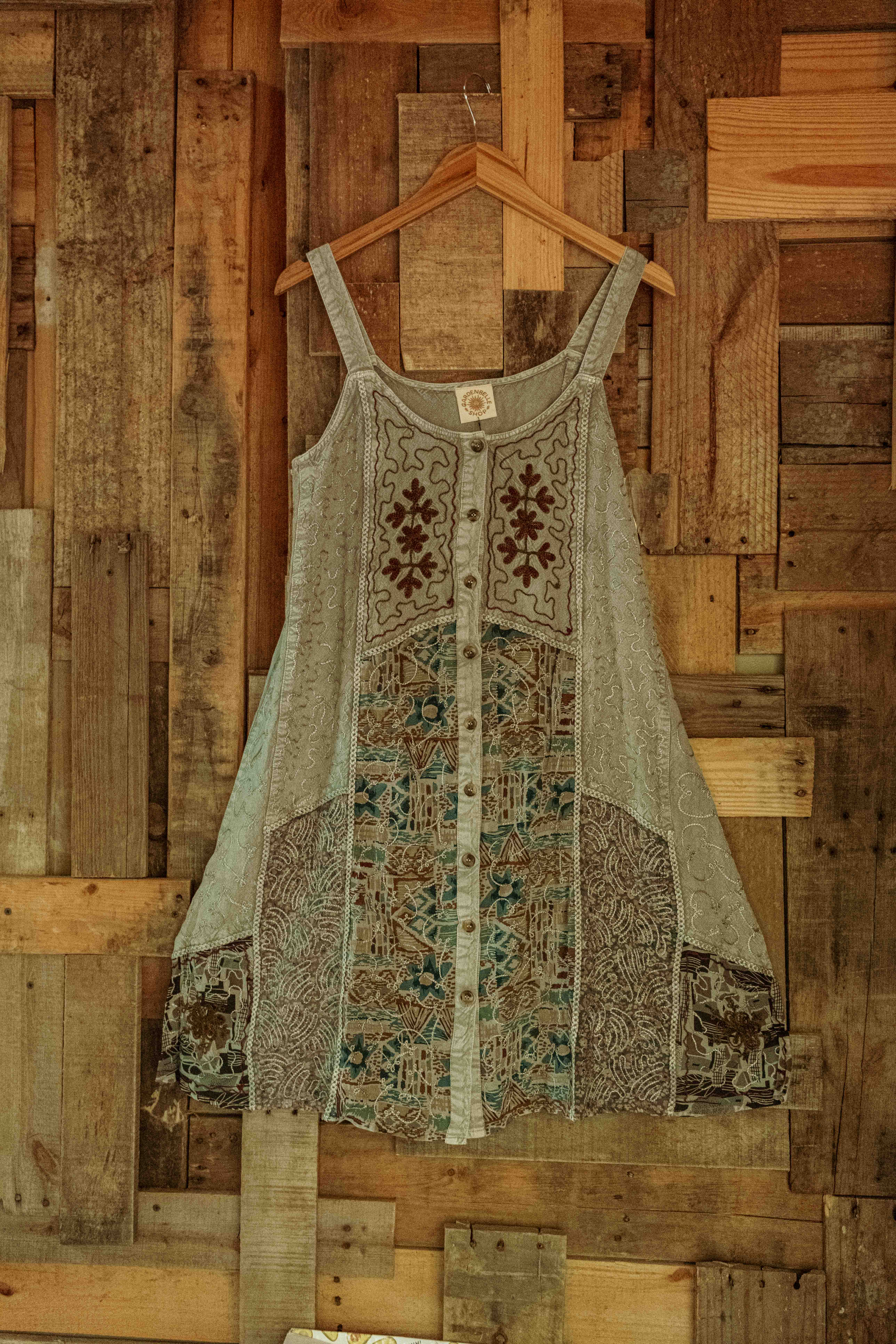 Gardenbelle Shop - Venta al por mayor Vestido - Mujer - Minivestido de patchwork bordado Bohemian Cottage Core PLUS3