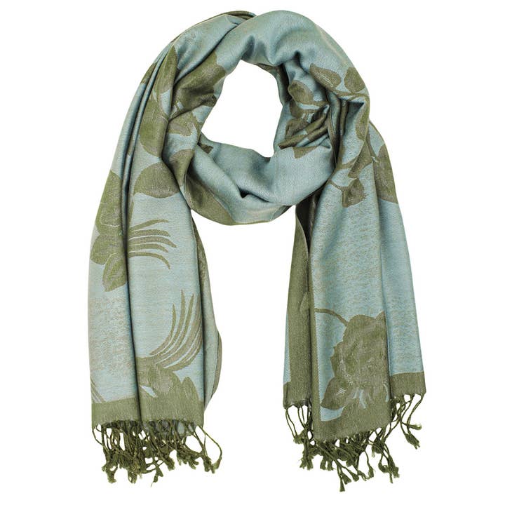 Sensibling Corp. - Wholesale Scarf – Women's - Rose Floral Pashmina Reversible Scarf Shawl48