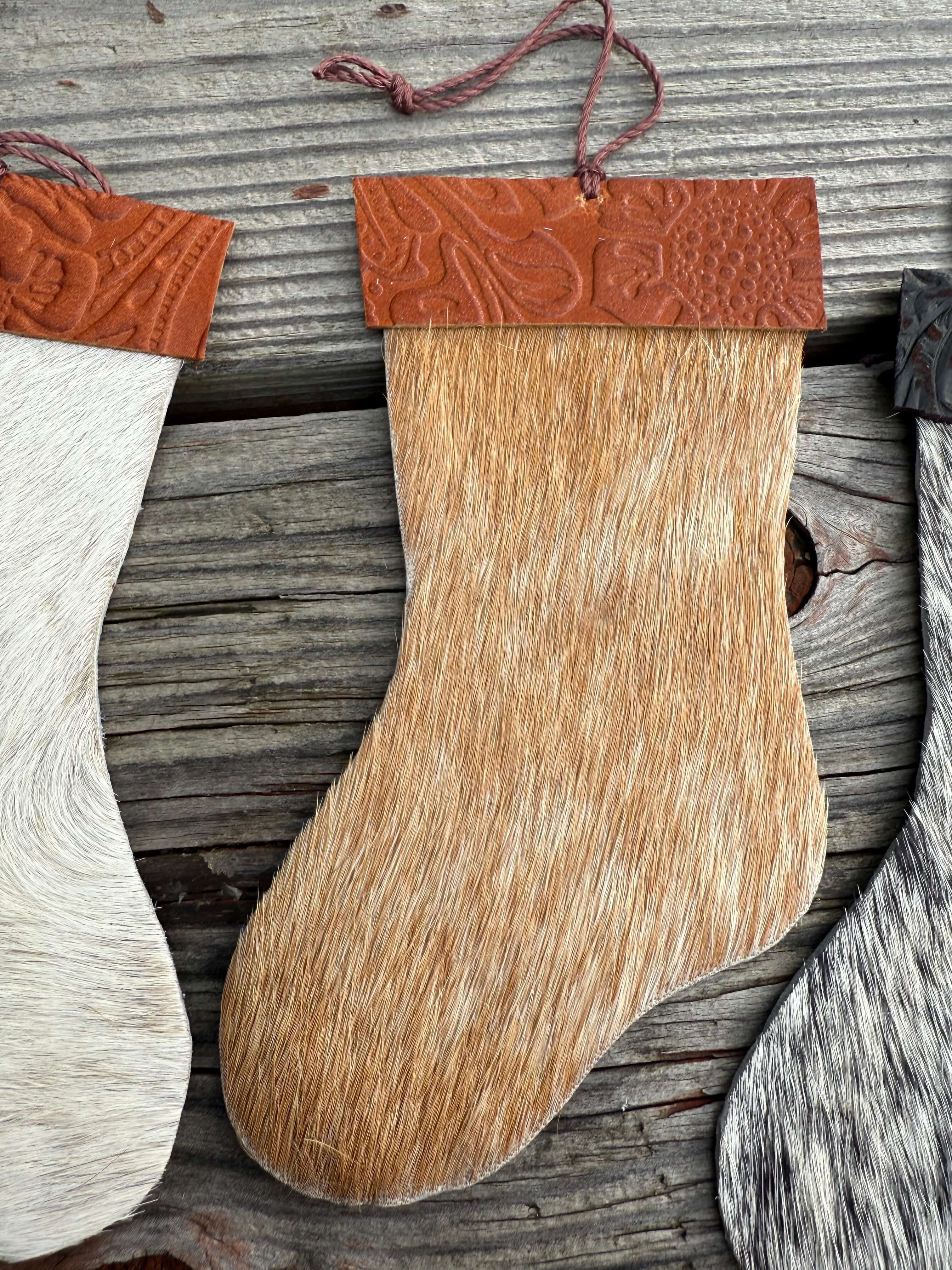 Wild Mountain Soul Designs - Wholesale Holiday Stocking - Hair-on cowhide stocking ornament2