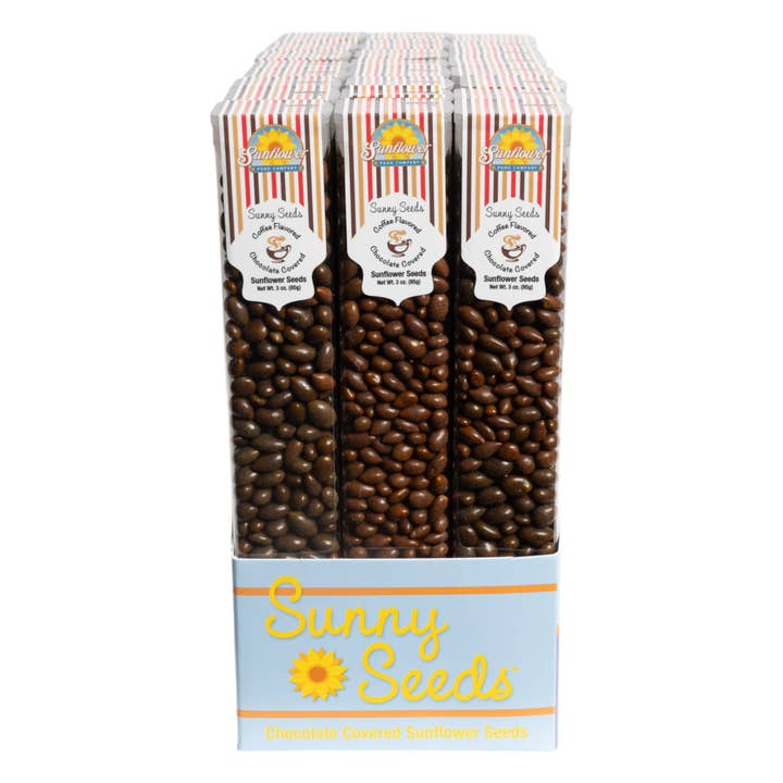 Sunflower Food Company - Wholesale Chocolate Covered Sweets - Coffee Flavored Chocolate Sunflower Seeds 3oz tube