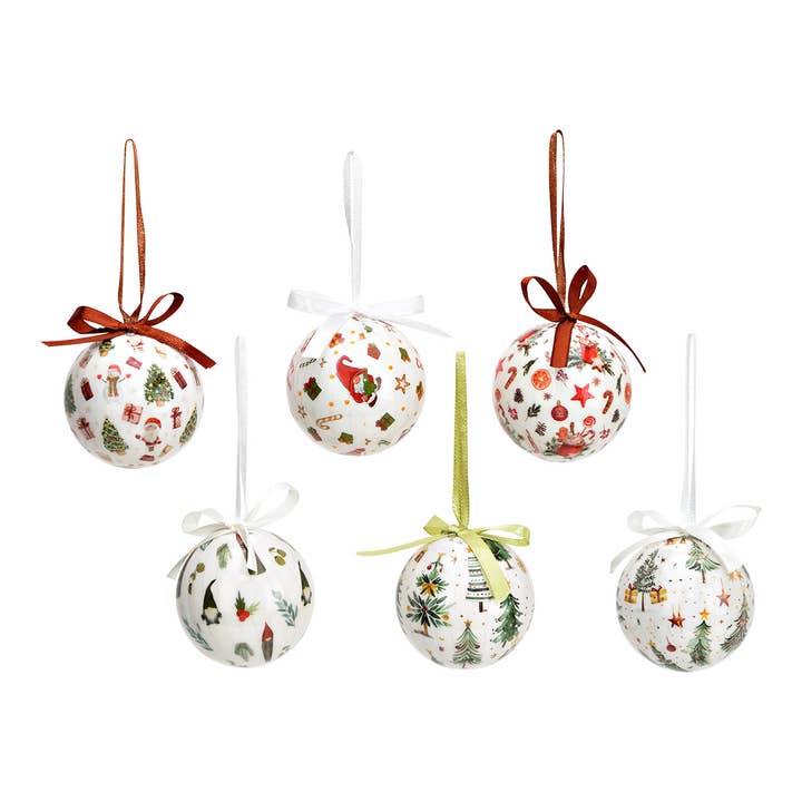 Plastic Christmas bauble, set of 3, double, red/green (H/W/D) 6x6x6cm Ø6cm for wholesale by Wurm