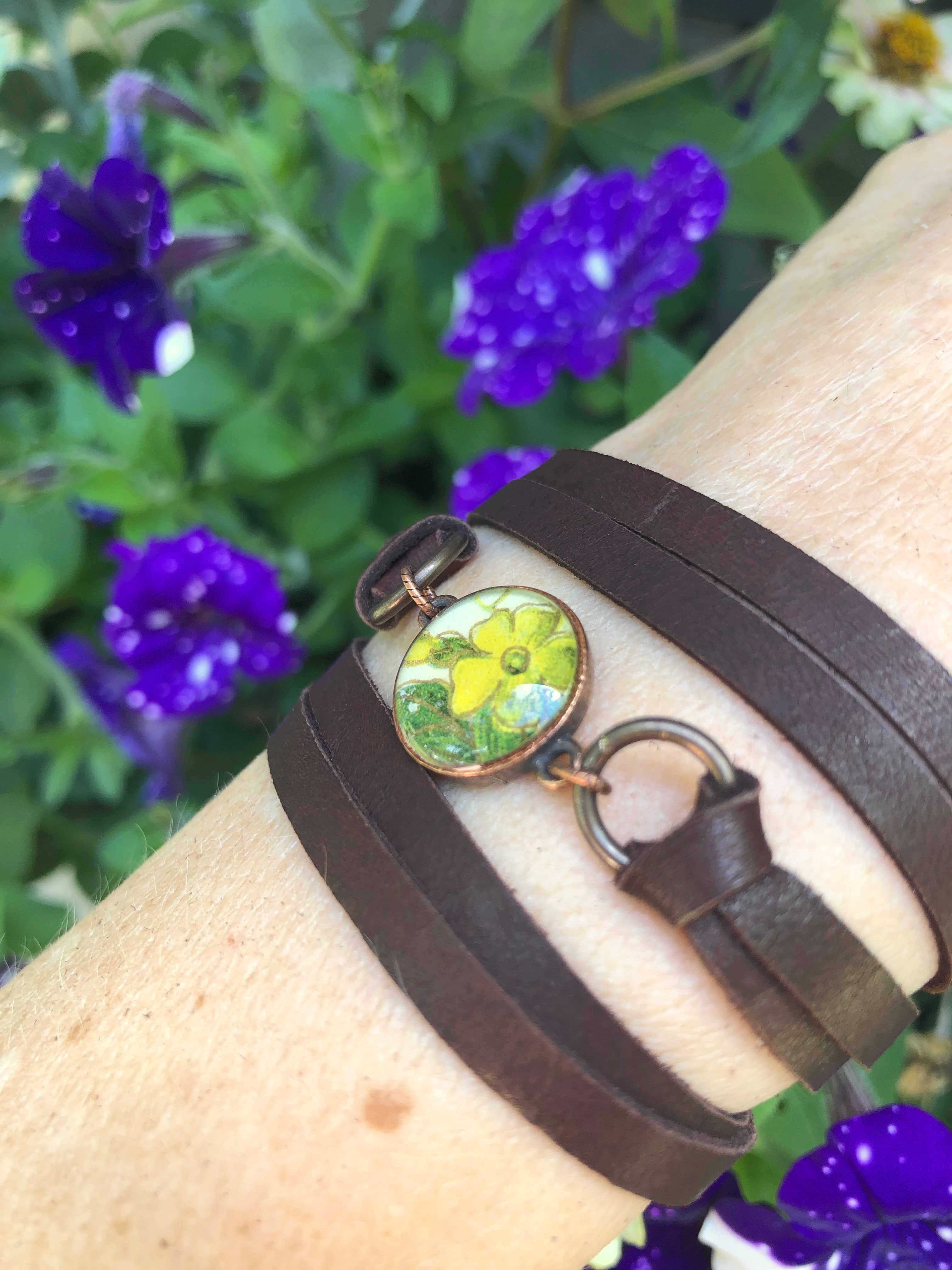 joeyfivecents - Wholesale Woven/Braided Bracelet - Leather Wrap Bracelet- color botanicals, gardening, choker0