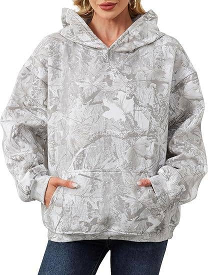 EmberLoom – Großhandel Hoodie – Damen – Damen Vintage Print V-Ausschnitt Locker Geschnittenes Kapuzenpullover in Übergröße0