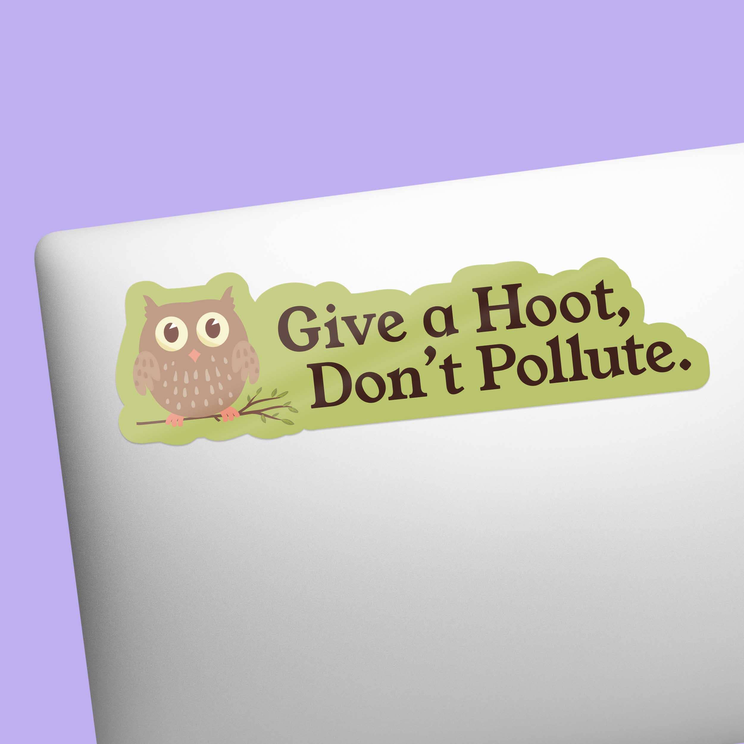 Sentinel Supply - Wholesale Sticker - Give a Hoot Don't Pollute Owl Sticker - 70s Vintage Art1