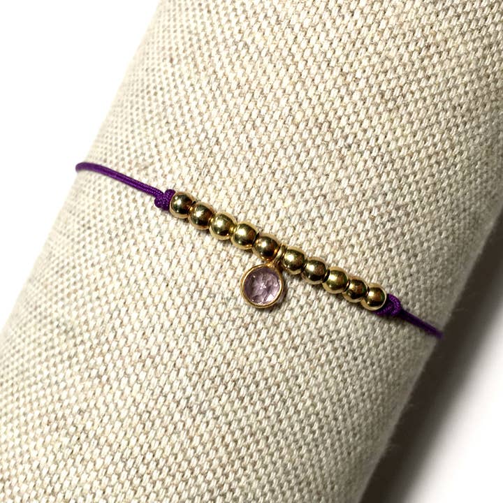 Purple cord bracelet - Amethyst - Silver/Gold plated silver for wholesale by MundoconAlma*