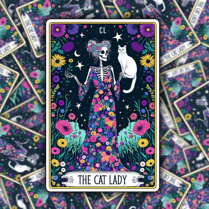 The Cat Lady Tarot Sticker for wholesale by Bearded Crafter